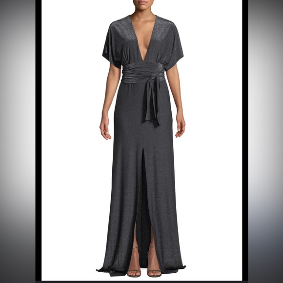 Halston Heritage Dresses & Skirts - HALSTON Heritage Tie Back Metallic Kimono Style Gown